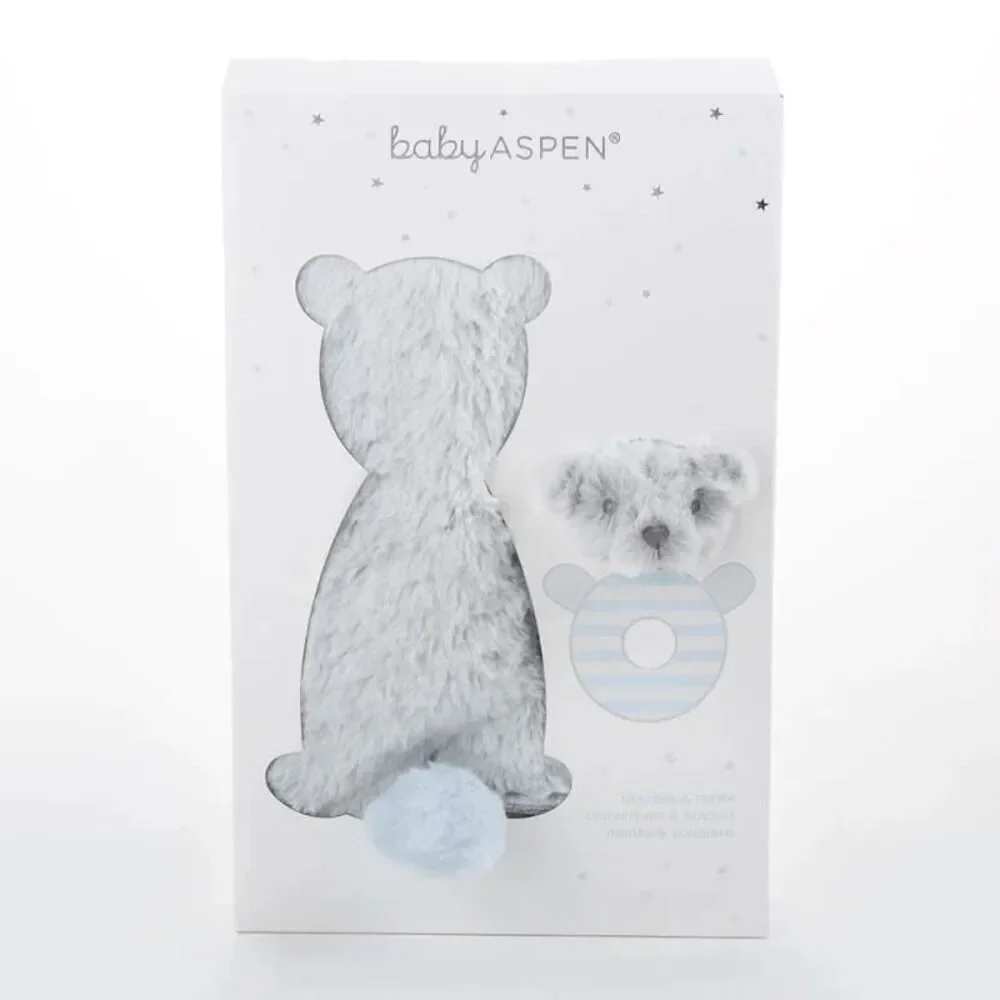 Brand New Baby Aspen Luxury Baby Blanket & Rattle Gift Set (Blue)